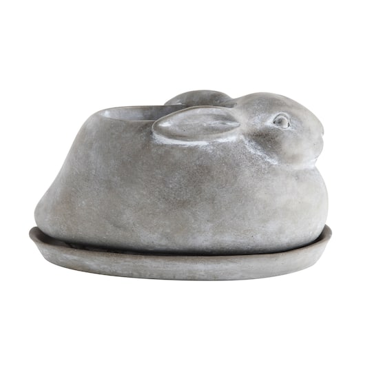 Hello Honey® 5" Cement Rabbit Planter with Saucer